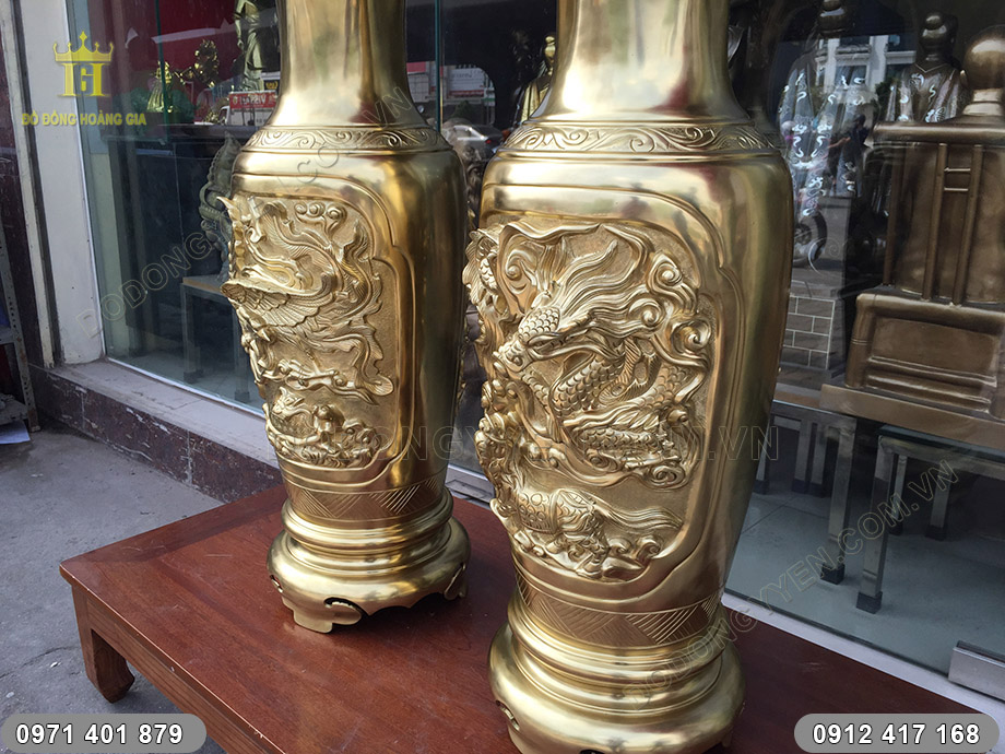 lọ lục b&igrave;nh tứ linh bằng đồng